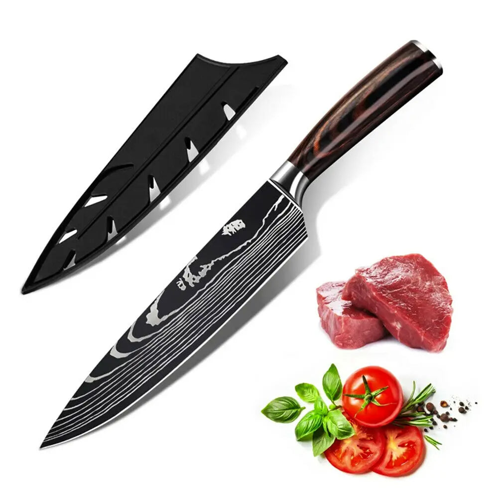 couteau de cuisine de chef sur fond blanc
