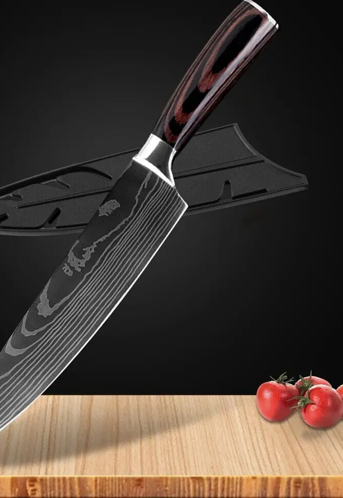 couteau de cuisine de chef avec planche