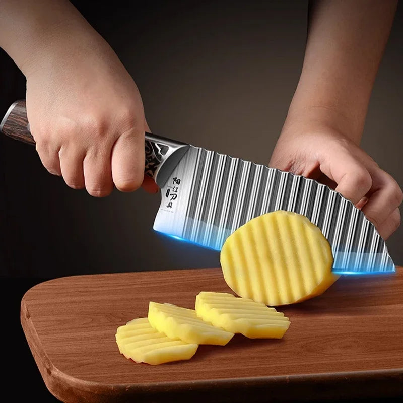 couteau lame ondulée patate