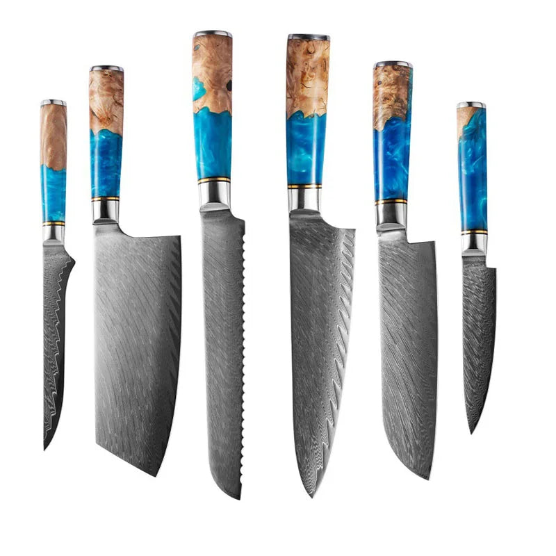 set de couteau de cuisine sur fond blanc