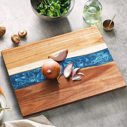 Planche decouper acacia epoxy legumes