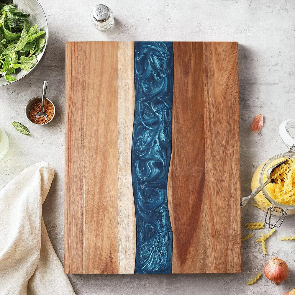 Planche decouper acacia epoxy preparation