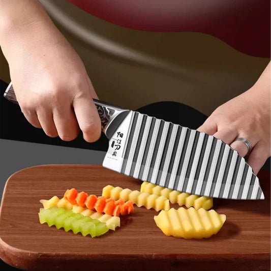 couteau lame ondulée frites divers